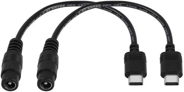 Main image of BUCIER 5V DC 5.5 2.1mm Female to USB Type C Adapter Cable Connector Power Extension Charge Cable for Laptop mobilephones 18.2cm-2 Pack