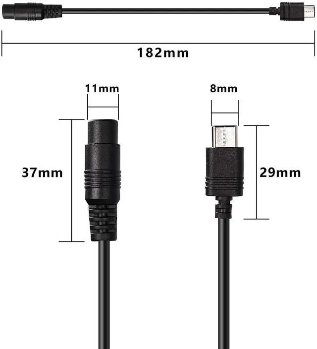 Alt view image 2 of 6 - BUCIER 5V DC 5.5 2.1mm Female to USB Type C Adapter Cable Connector Power Extension Charge Cable for Laptop mobilephones 18.2cm-2 Pack