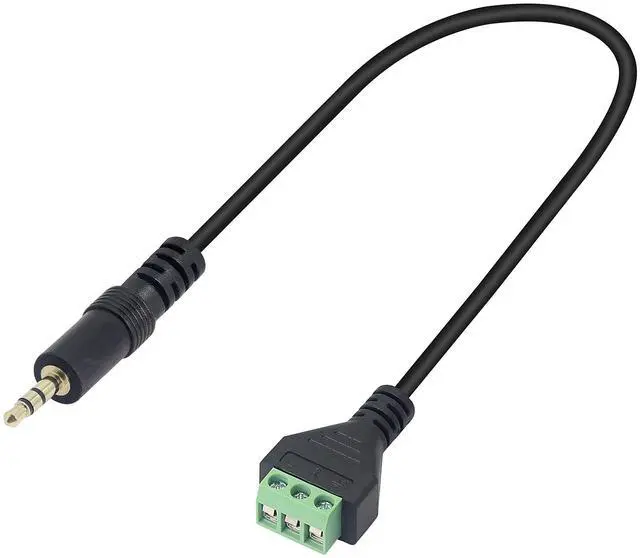 Alt view image 2 of 4 - BUCIER 3.5mm Terminal Block Cable, 1/8 Inch TRS Stereo Solderless Screw Terminal Speaker Wire 3.5mm 3 pole Male to 3Pin Bolt Headphone Balum Patch Cord (2 Pack-32CM)