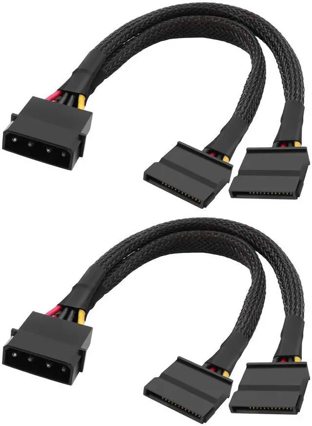 Main image of BUCIER IDE to Dual SATA Power Y Splitter Cable 4 Pin IDE Male to Dual SATA 15 pin Female Splitter Supply Power Cord Extension Cable for HDD SSD DVD Hard Disk Drive - 2PCS