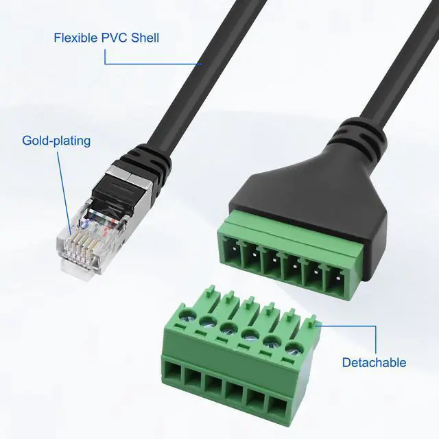 Alt view image 3 of 7 - BUCIER RJ12 Screw Terminal RJ12 6P6C to 6 Pin Solderless Connector Adapter Extension Cable Phone Cord RJ12 Male to 6 Pin Terminal Breakout Board Extender Connector for Landline Telephone Modem - 2PCS