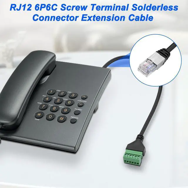 Alt view image 5 of 7 - BUCIER RJ12 Screw Terminal RJ12 6P6C to 6 Pin Solderless Connector Adapter Extension Cable Phone Cord RJ12 Male to 6 Pin Terminal Breakout Board Extender Connector for Landline Telephone Modem - 2PCS