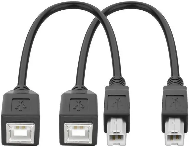 Main image of BUCIER USB 2.0 Type-B Printer Extension Cable USB-B Male to Female Print and Data Transfer Cable Cord Printer Short Extension Wire for Scanner Fax HDD and More -25CM/98.INCH 2PCS