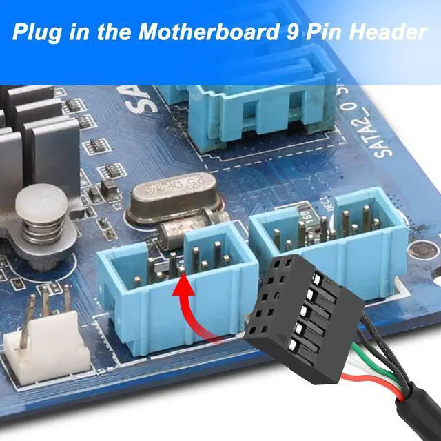 Alt view image 5 of 7 - BUCIER USB 2.0 Female to Motherboard 9 Pin Header Adapter Cable USB Type A Port to Dupont 5 Pin Female Mainboard Data Cable Cord -10CM/3.9IN 2Pcs