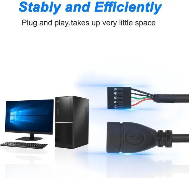 Alt view image 6 of 7 - BUCIER USB 2.0 Female to Motherboard 9 Pin Header Adapter Cable USB Type A Port to Dupont 5 Pin Female Mainboard Data Cable Cord -10CM/3.9IN 2Pcs