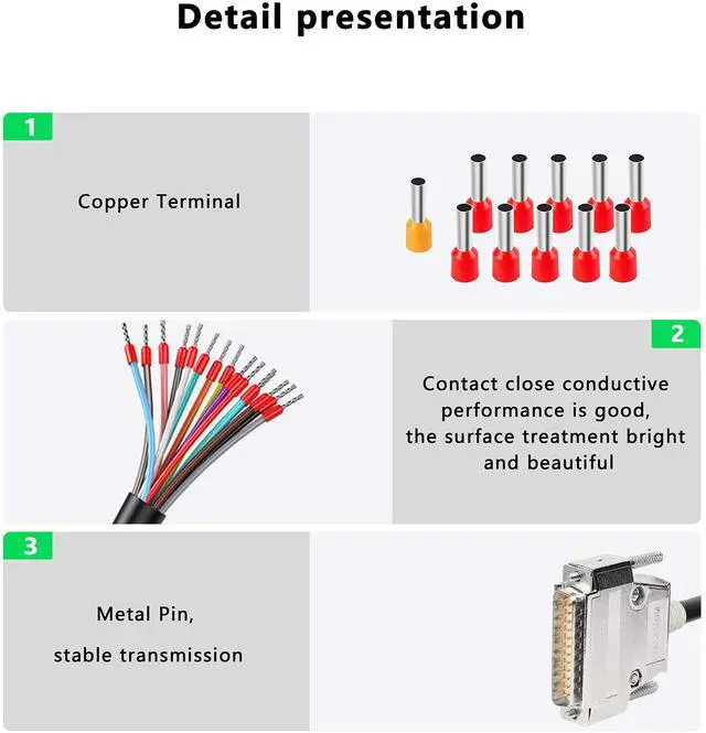 Alt view image 4 of 7 - BUCIER DB25 Connector Adapter RS232 25 Pin Serial Extension Cable Solderless 25-Pin Port Breakout Replacement Cable with Bare Wire - 1M/3.2Ft (DB25 Male)
