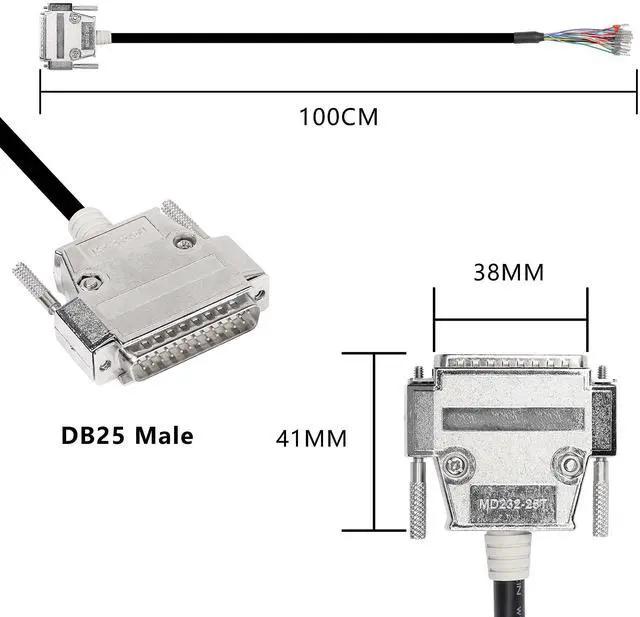 Alt view image 2 of 7 - BUCIER DB25 Connector Adapter RS232 25 Pin Serial Extension Cable Solderless 25-Pin Port Breakout Replacement Cable with Bare Wire - 1M/3.2Ft (DB25 Male)