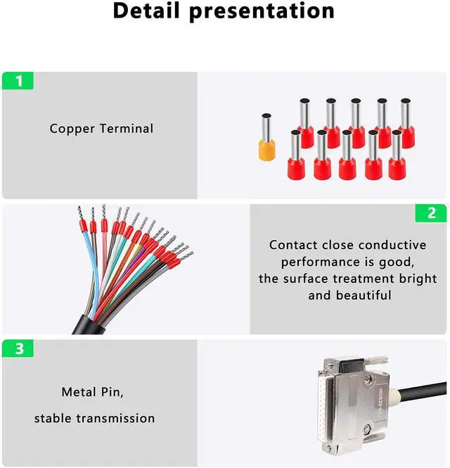 Alt view image 4 of 7 - BUCIER DB25 Connector Adapter RS232 25 Pin Serial Extension Cable Solderless 25-Pin Port Breakout Replacement Cable with Bare Wire - 1M/3.2Ft (DB25 Female)