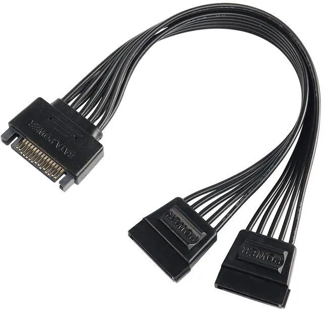 Main image of BUCIER SATA Power Y Splitter Cable Adapter Connector 15 Pin SATA Male to Dual Female Hard Drive HDD SSD Extension Power Cable-22cm/8.6inch