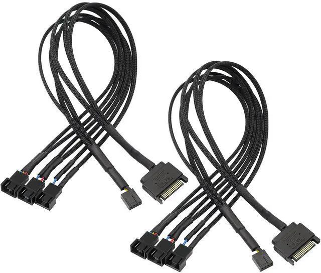 Main image of BUCIER SATA to 3 Pin 4 Pin PWM Fan Adapter Splitter Hub for 12V Desktop Computer Cooler Case Fans, 2 Pieces Packing