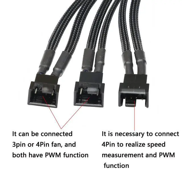 Alt view image 3 of 6 - BUCIER SATA to 3 Pin 4 Pin PWM Fan Adapter Splitter Hub for 12V Desktop Computer Cooler Case Fans, 2 Pieces Packing