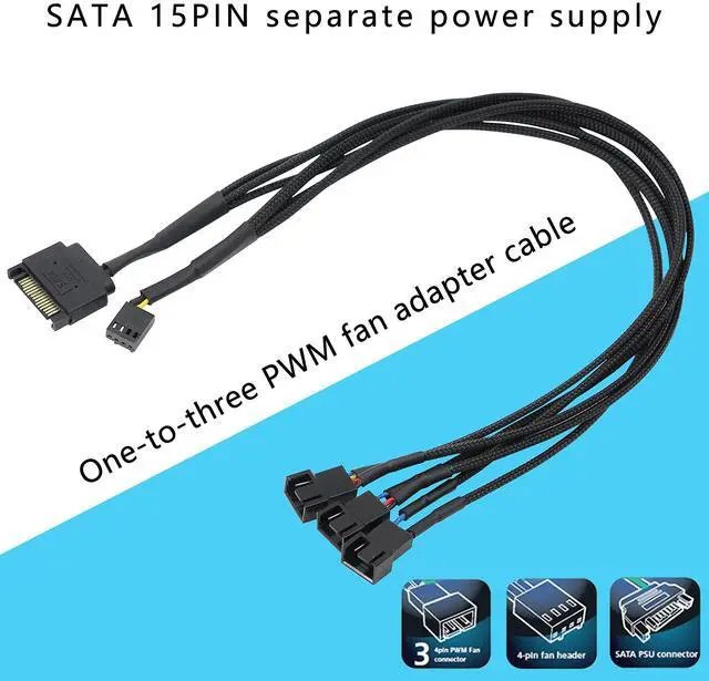 Alt view image 5 of 6 - BUCIER SATA to 3 Pin 4 Pin PWM Fan Adapter Splitter Hub for 12V Desktop Computer Cooler Case Fans, 2 Pieces Packing