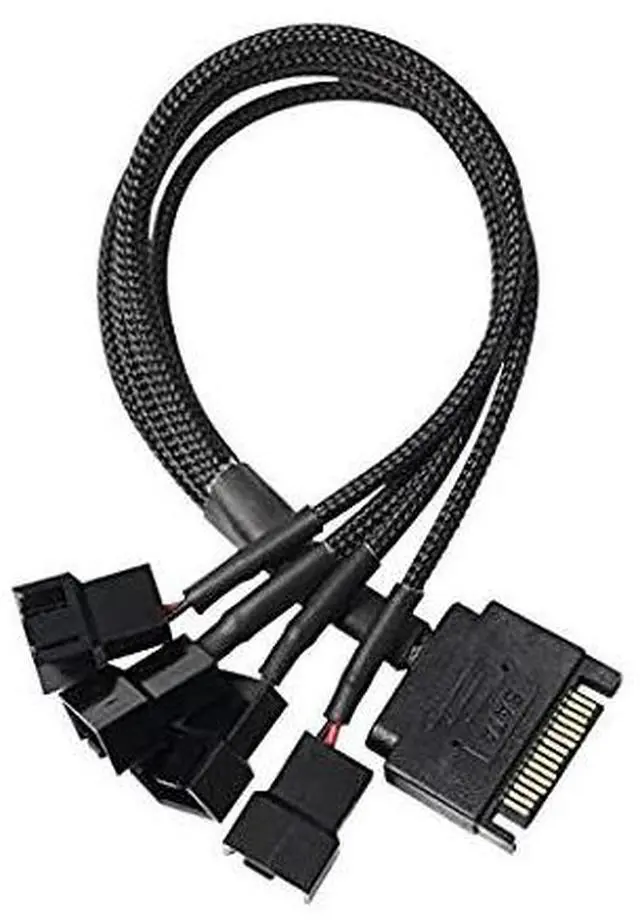 Alt view image 7 of 7 - BUCIER SATA to 3 Pin 4 Pin Fan Adapter,15pin SATA to 4 x 3 pin / 4 Pin 12V PC Case Fan Splitter Extension Power Cable Adapter-28cm-2pcs