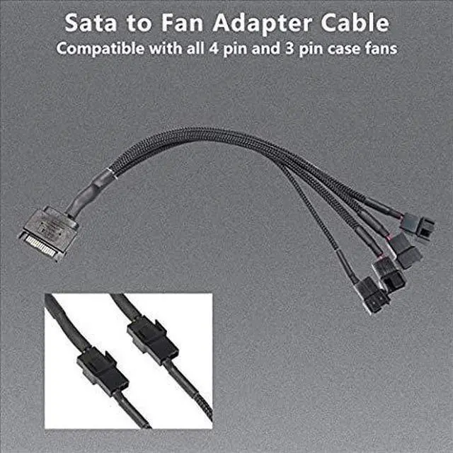 Alt view image 5 of 7 - BUCIER SATA to 3 Pin 4 Pin Fan Adapter,15pin SATA to 4 x 3 pin / 4 Pin 12V PC Case Fan Splitter Extension Power Cable Adapter-28cm-2pcs