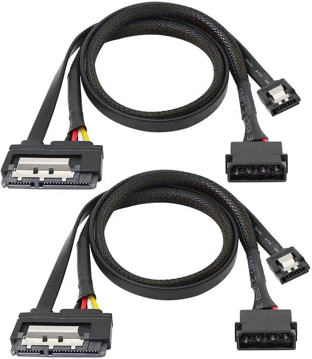 Main image of BUCIER SATA 6G Data Cable, SATA Power 2-In-1 Extension Cord, LP4 IDE 4 pin to SATA 15P Female with Serial ATA III 7 Pin Female for HDD, SSD, Optical Drives, DVD Burners, PCI Cards etc - 19.7in(2 Pack)