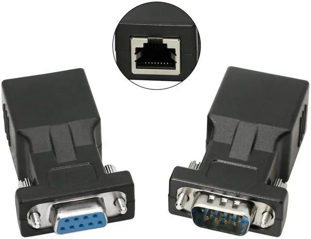 Alt view image 2 of 6 - BUCIER DB9 RS232 to RJ45 Extender, DB9 9-Pin Serial Port Female&Male to RJ45 CAT5 CAT6 Ethernet LAN Extend Adapter Cable-2pcs (2-Adapter)