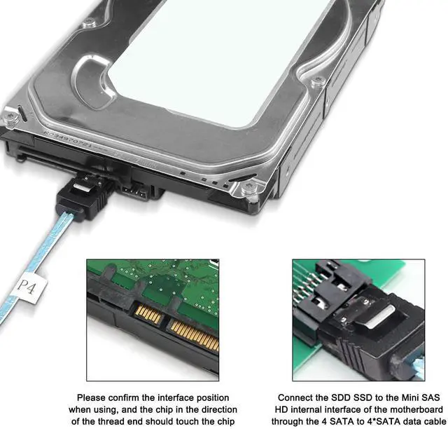 Alt view image 6 of 7 - BUCIER Slimline SAS 4.0 SFF-8654 4i 38 Pin Host to SATA 7 Pin X4 Target Hard Disk Server Data Transmission Cable Array Drive Cable for Computer - 0.5M