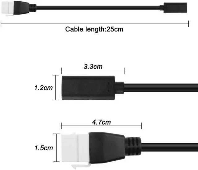 Alt view image 2 of 7 - BUCIER USB-C Keystone Jack Adapter - 10 Gbps Type-C Female to Type C Keystone Female Insert - High Speed Charging Extension Cable for Wall Plate Outlet Panel - 20CM/7.8INCH