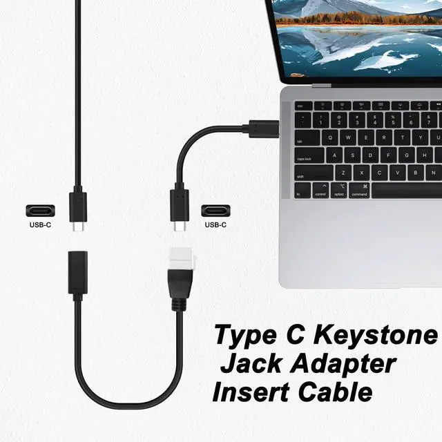 Alt view image 6 of 7 - BUCIER USB-C Keystone Jack Adapter - 10 Gbps Type-C Female to Type C Keystone Female Insert - High Speed Charging Extension Cable for Wall Plate Outlet Panel - 20CM/7.8INCH