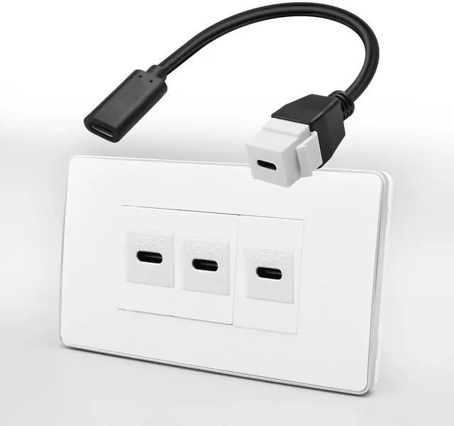 Alt view image 5 of 7 - BUCIER USB-C Keystone Jack Adapter - 10 Gbps Type-C Female to Type C Keystone Female Insert - High Speed Charging Extension Cable for Wall Plate Outlet Panel - 20CM/7.8INCH