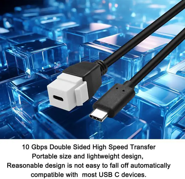 Alt view image 3 of 7 - BUCIER USB C to Type-C Keystone Insert Adapter - 10 Gbps, High Speed Charging, 20CM/7.8INCH