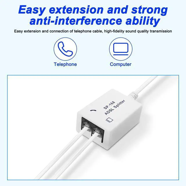 Alt view image 5 of 7 - BUCIER DSL Filter Splitter ADSL Splitter for Telephone Line 1 to 2 RJ11 6P4C/6P2C Male to Dual Female Telephone Modem Converter Adapter for Fax Machine -2 Pcs