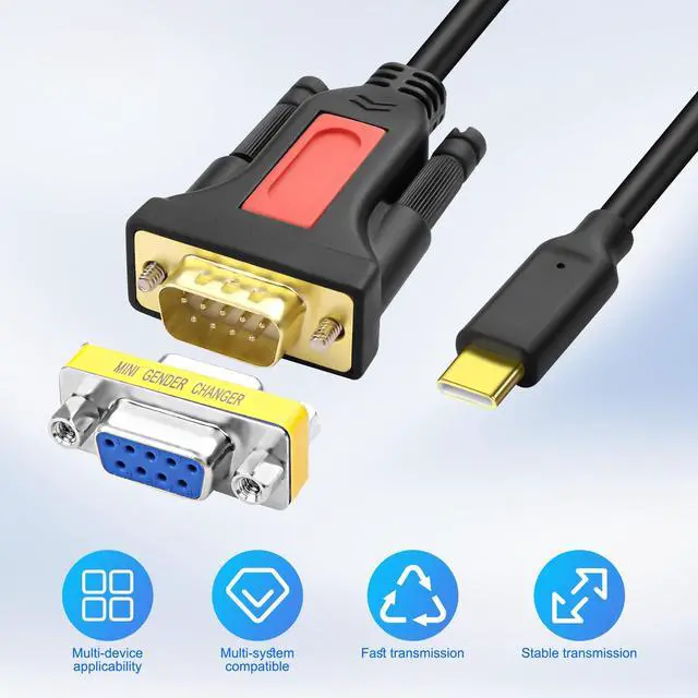 Alt view image 5 of 7 - BUCIER USB Type C to RS232 DB9 Serial Adapter Cable Male to Male Converter Cord PL2303 Chipset with DB9 Female to Female Coupler Connector for Win11/10/8/8.1/7/XP/Vista/Mac OS -1.5M/4.9FT