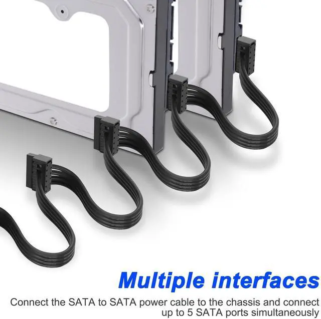 Alt view image 5 of 7 - BUCIER SATA Power Splitter Cable 15 Pin SATA to 5 x 15 Pin SATA Power Supply Cable Extension Cable 15 Pin SATA Male to 5 x Serial SATA Female Power Cord for HDD SSD Hard Disk Drive