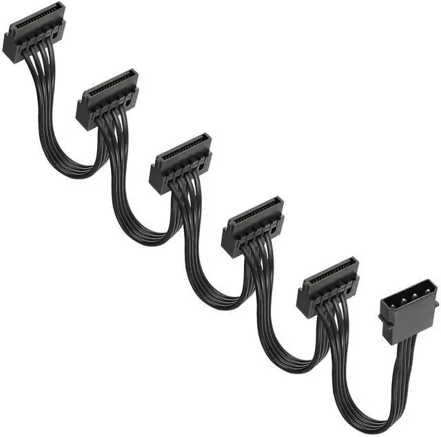 Main image of BUCIER 4 Pin IDE to SATA Power Cable IDE Male to 5 x 15 Pin SATA Female Splitter Power Supply Cable Converter to SATA Extension Cable for DIY PC Server Hard Drive Hard Disk