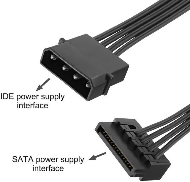 Alt view image 3 of 7 - BUCIER 4 Pin IDE to SATA Power Cable IDE Male to 5 x 15 Pin SATA Female Splitter Power Supply Cable Converter to SATA Extension Cable for DIY PC Server Hard Drive Hard Disk