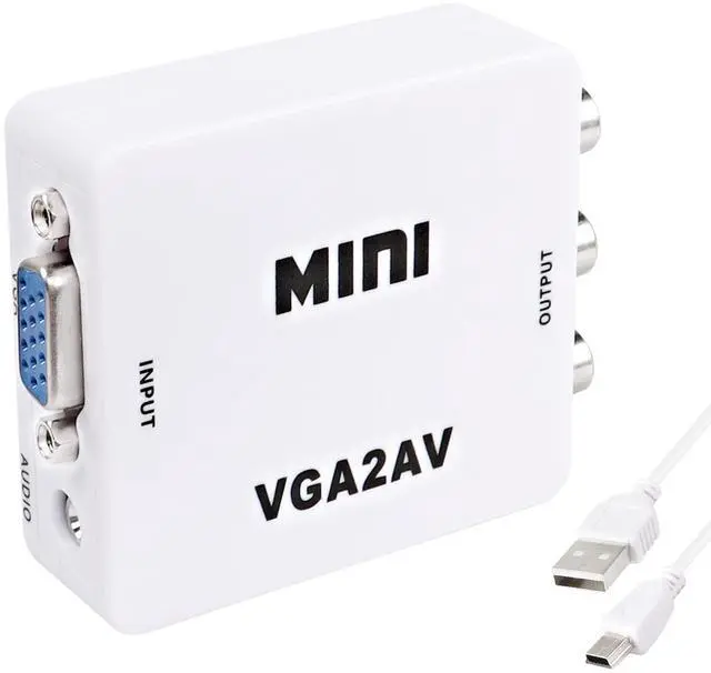 Main image of BUCIER VGA to AV RCA Composite Converter Adapter Box with USB Power Cable HD 1080P Audio Video Converter PC to TV Set Top Box
