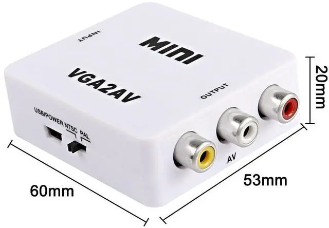 Alt view image 2 of 7 - BUCIER VGA to AV RCA Composite Converter Adapter Box with USB Power Cable HD 1080P Audio Video Converter PC to TV Set Top Box