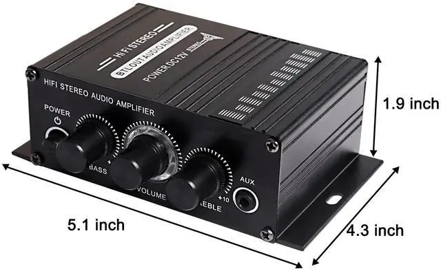 Alt view image 2 of 7 - BUCIER 12V HiFi Stereo Audio Amplifier for Car 2 Channel HiFi Bass Audio Subwoofer Amp for Cars CD DVD MP3 Player Speakers