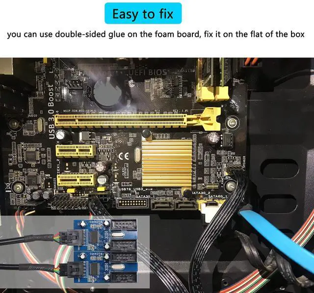Alt view image 6 of 7 - BUCIER Motherboard USB 9 Pin Header Hub Male 1 to 2/4 Female USB 2.0 Splitter Extension Cable, USB 9-pin Internal Cable 9 pin Connector Adapter for Port Multiplier (35cm)