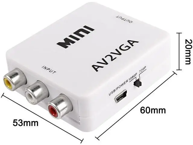 Alt view image 2 of 7 - BUCIER AV RCA to VGA Adapter Audio Video Converter,Composite AV to VGA +3.5mm TV Video Playing Adapter 1080p with USB Power Cable VCD DVD Projector TV Set Top Box