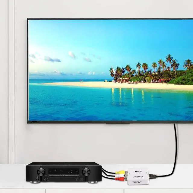 Alt view image 7 of 7 - BUCIER AV RCA to VGA Adapter Audio Video Converter,Composite AV to VGA +3.5mm TV Video Playing Adapter 1080p with USB Power Cable VCD DVD Projector TV Set Top Box