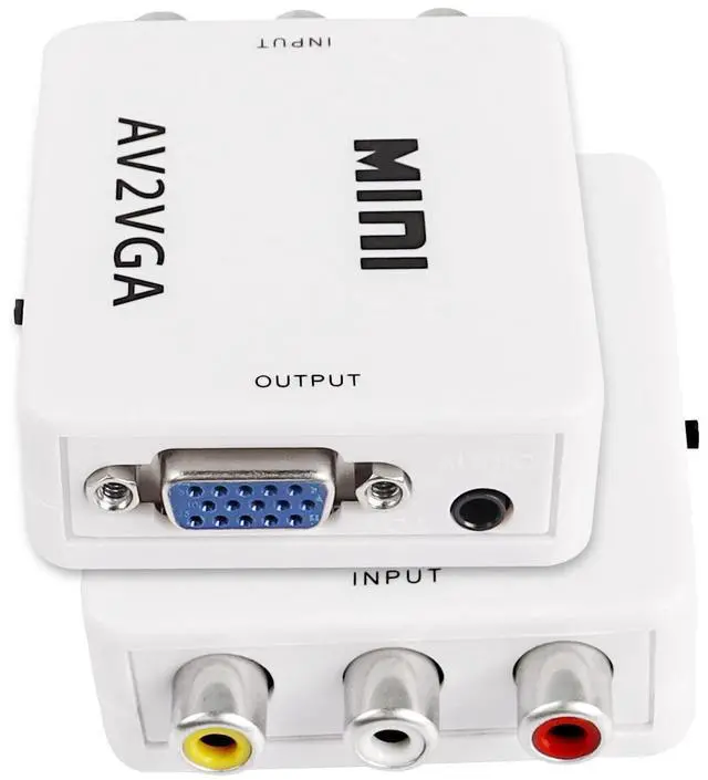 Alt view image 3 of 7 - BUCIER AV RCA to VGA Adapter Audio Video Converter,Composite AV to VGA +3.5mm TV Video Playing Adapter 1080p with USB Power Cable VCD DVD Projector TV Set Top Box