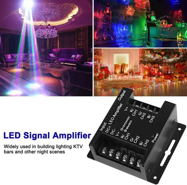 Alt view image 4 of 7 - BUCIER RGB LED Amplifier 3-Channel Signal Repeater DC 12V-24V 8A/CH Dimmer Power Amplifier Controller for LED Strip Lights-1 PCS