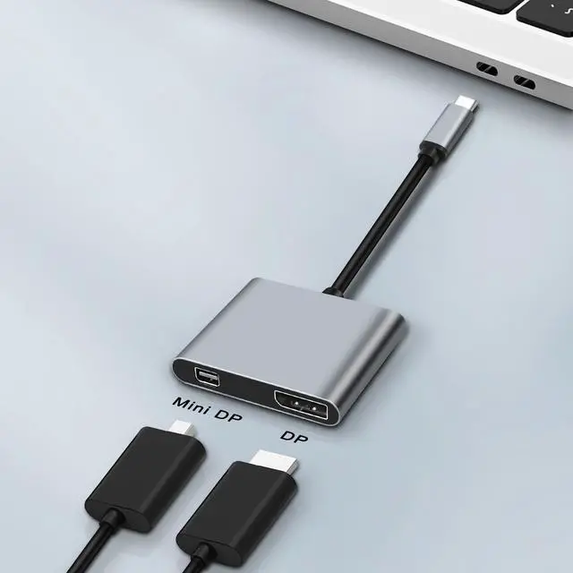 Alt view image 3 of 7 - BUCIER USB Type C to Mini DP/DP DisplayPort Adapter 4K 2 in 1 Type C Male to DisplayPort & Mini DisplayPort Female Video Converter Cable for Computer Phone Laptop Monitor Displays