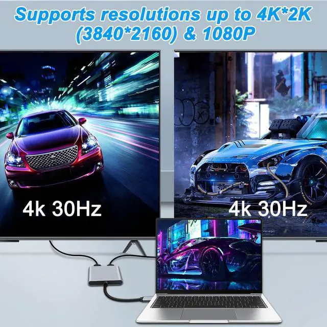 Alt view image 5 of 7 - BUCIER USB Type C to Mini DP/DP DisplayPort Adapter 4K 2 in 1 Type C Male to DisplayPort & Mini DisplayPort Female Video Converter Cable for Computer Phone Laptop Monitor Displays