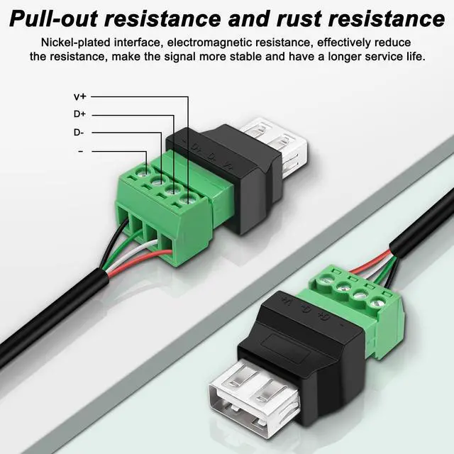 Alt view image 4 of 7 - BUCIER USB Screw Terminal Block Adapter Connecotr USB 2.0 A Female Plug 4 Pin Bolt Solderless Replacement Balum Converter for Charging and Data Transfer-2Pcs