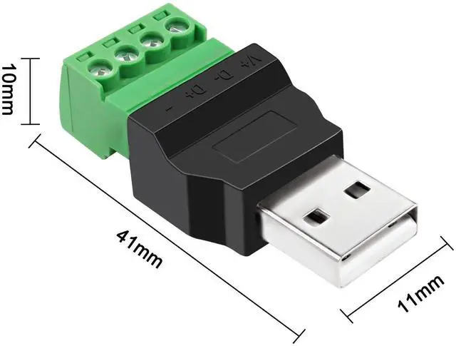 Alt view image 2 of 7 - BUCIER USB Screw Terminal Block Adapter Connecotr USB 2.0 A Male Plug 4 Pin Bolt Solderless Replacement Balum Converter for Charging and Data Transfer-2Pcs