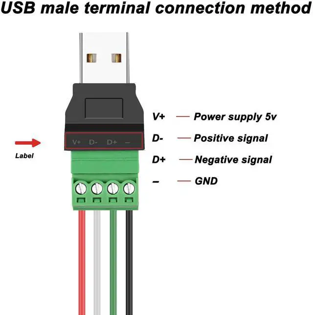 Alt view image 3 of 7 - BUCIER USB Screw Terminal Block Adapter Connecotr USB 2.0 A Male Plug 4 Pin Bolt Solderless Replacement Balum Converter for Charging and Data Transfer-2Pcs
