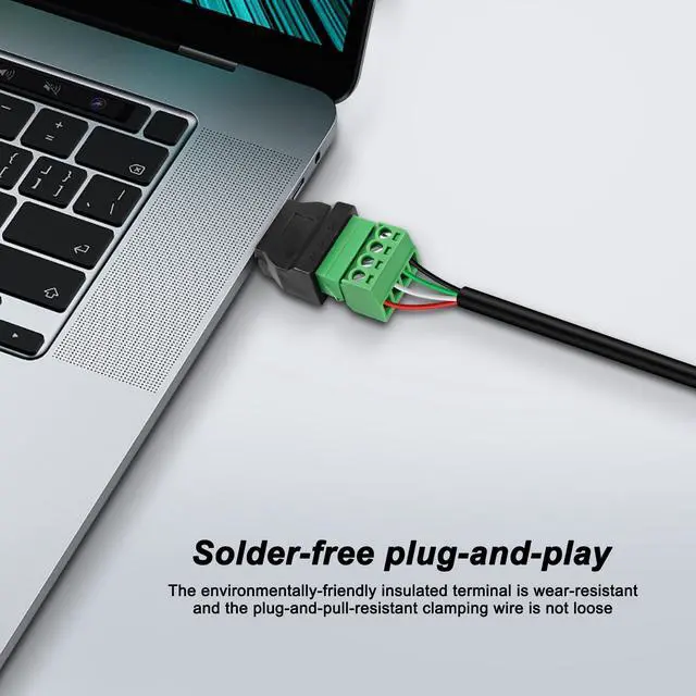 Alt view image 5 of 7 - BUCIER USB Screw Terminal Block Adapter Connecotr USB 2.0 A Male Plug 4 Pin Bolt Solderless Replacement Balum Converter for Charging and Data Transfer-2Pcs