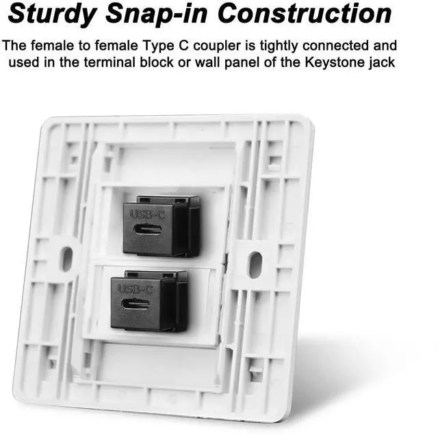 Alt view image 4 of 7 - BUCIER USB C Keystone Jack Adapter USB 3.1 Type-C Coupler Female to Female Keystone Insert Socket USB C Coupler Adapter Chassis Panel Socket for Wall Plate Outlet Panel - 2PCS - Black