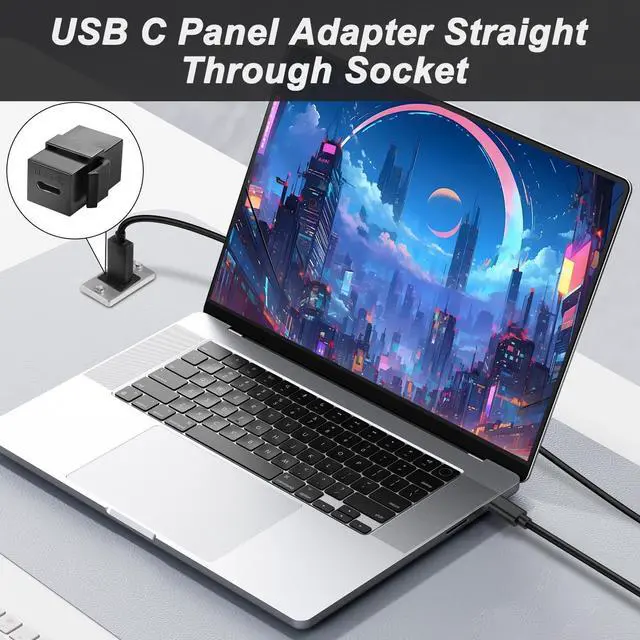 Alt view image 6 of 7 - BUCIER USB C Keystone Jack Adapter USB 3.1 Type-C Coupler Female to Female Keystone Insert Socket USB C Coupler Adapter Chassis Panel Socket for Wall Plate Outlet Panel - 2PCS - Black