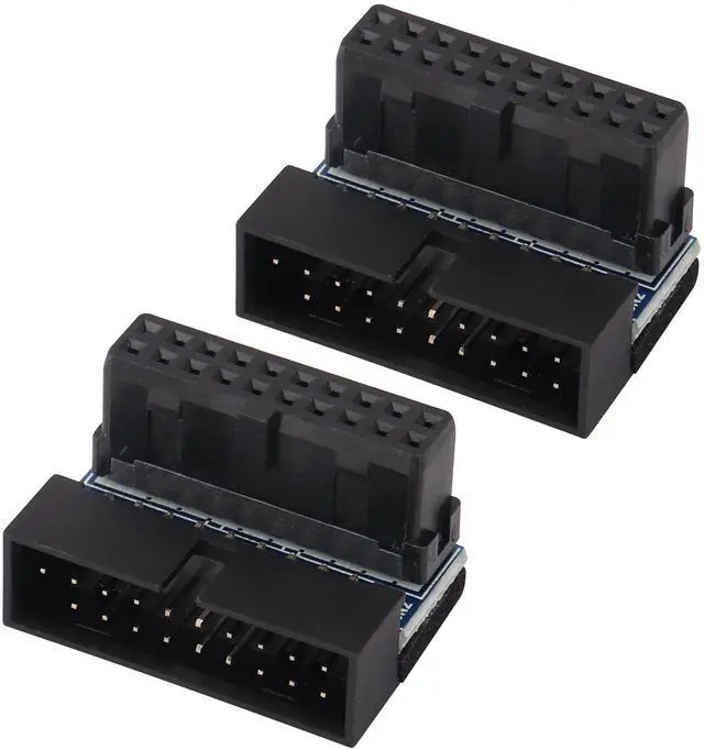 Main image of BUCIER 2 Pack Down Right Angle USB 3.0 19-pin Connector 90 Degree 19Pin/20Pin 3.0 USB Female to Male Extension Power Adapter Board for Desktop Motherboard Internal Header Adapter(Down/Black-20Pin)