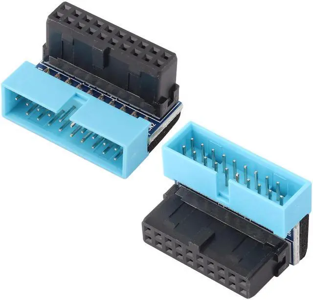 Main image of BUCIER 2 Pack Down Right Angle USB 3.0 19-pin Connector 90 Degree 19Pin/20Pin 3.0 USB Female to Male Extension Power Adapter Board for Desktop Motherboard Internal Header Adapter(Down/Blue-20Pin)