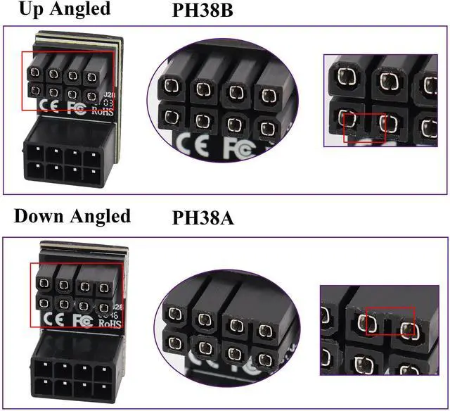 Alt view image 6 of 7 - BUCIER 2Pack 180 Degree ATX 8Pin Female to Male Connector U Type PCI 8 Pin to 8 Pin PCI Express Video Card Power Adapter for Desktop Graphics Card GPU