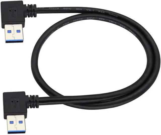 Main image of BUCIER 90 Degree 3.0 A USB Cable Left & Right Angle USB 3.0 A to A Male Charging and Transferring Data Extender Connector Cable for USB Keyboard,Mouse,Flash Drive,Hard Drive.(0.6M/2ft-Black)
